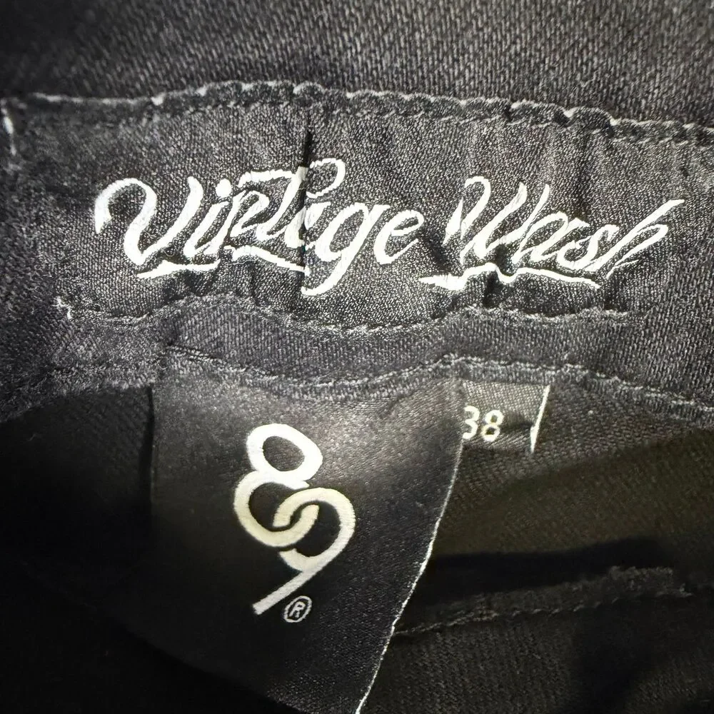 8&9 MFG Mens Cargo Pants Size 38(36x32) Black Vintage Wash Tactical Strap Detail